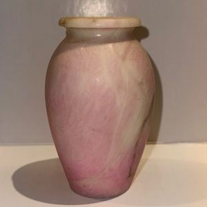 Pink Carved Marble (?) Vase. 5 inches.